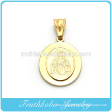 Hot Sell Top Quality Gold Plated Stainless Steel Blessed Virgin Mary Two Layers 14K Pendant Designed for Rosary Necklace